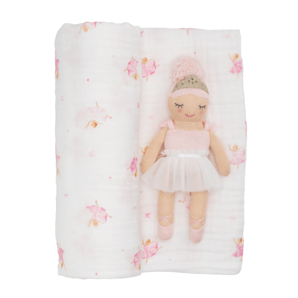 Ballerina Swaddle and Rattle Set