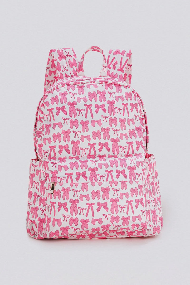 Bow Print Girl's Canvas Backpack