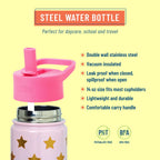 Pink and Gold Stars 14oz Steel Bottle
