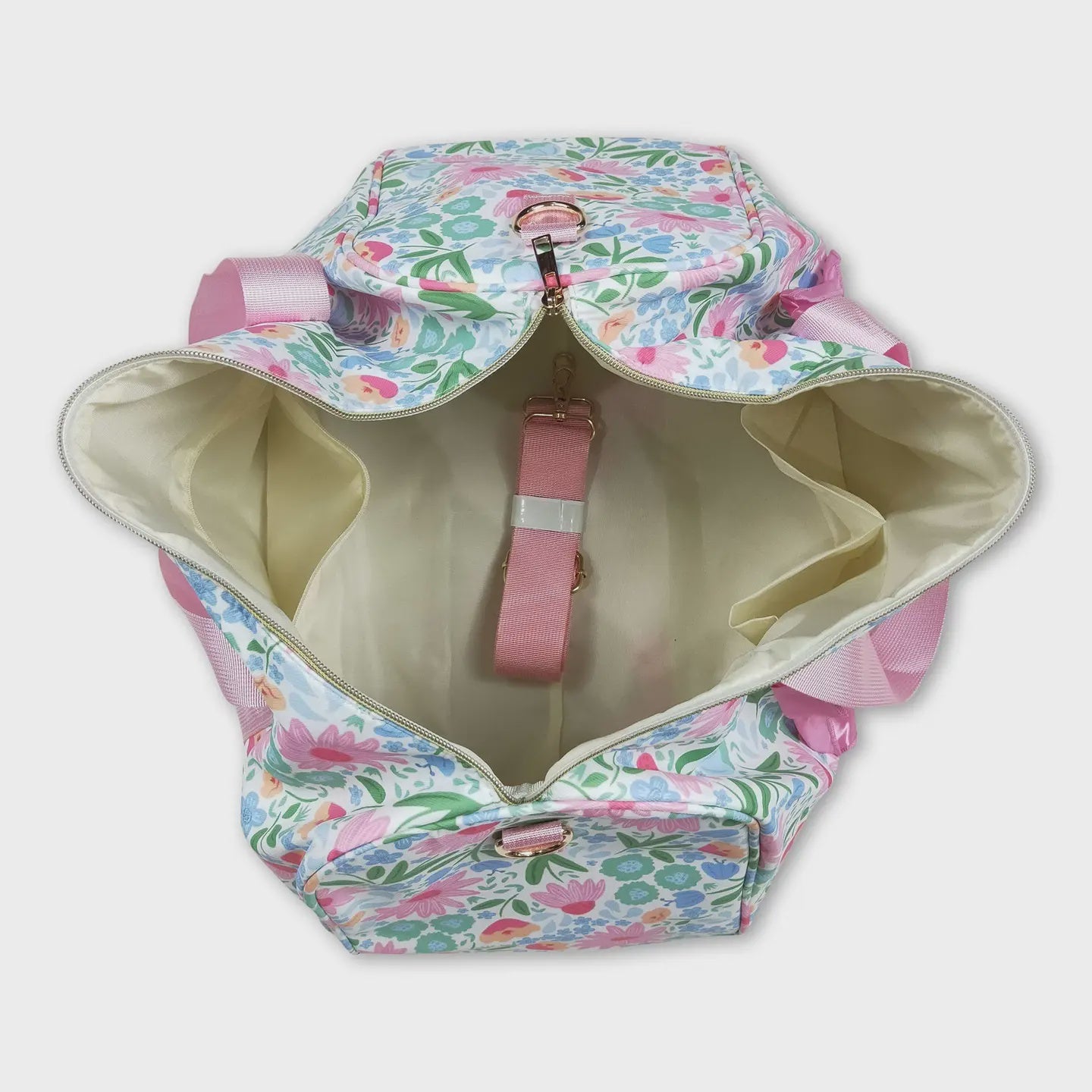 Pink Ruffle Band Floral Adult Women Duffel Bag
