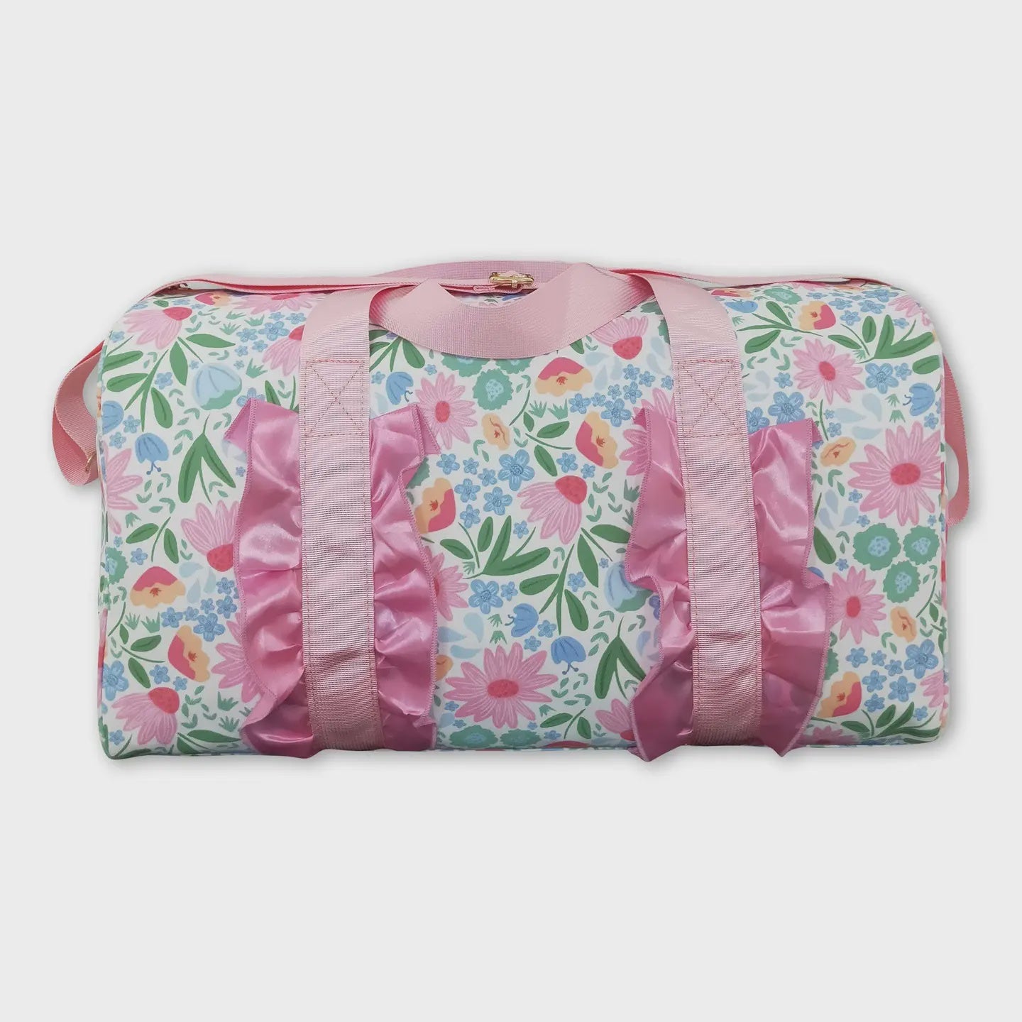 Pink Ruffle Band Floral Adult Women Duffel Bag