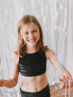 Sparkle Black Velvet Bra Crop