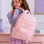 OMG ACESSORIES FLORAL BOW PRINT QUILTED BACKPACK WITH CHARM