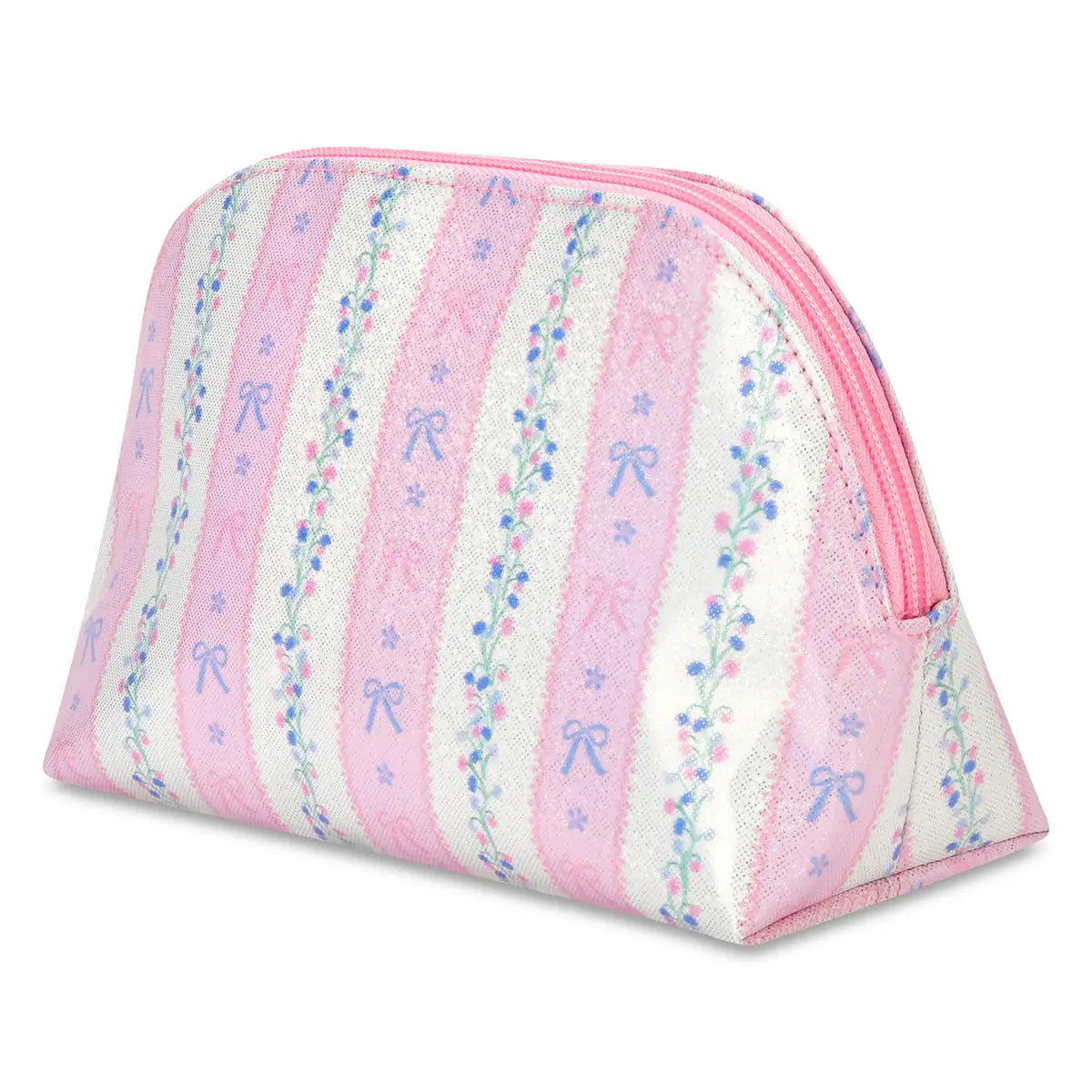 ISCREAM FLORAL STRIPES OVAL COSMETIC BAG
