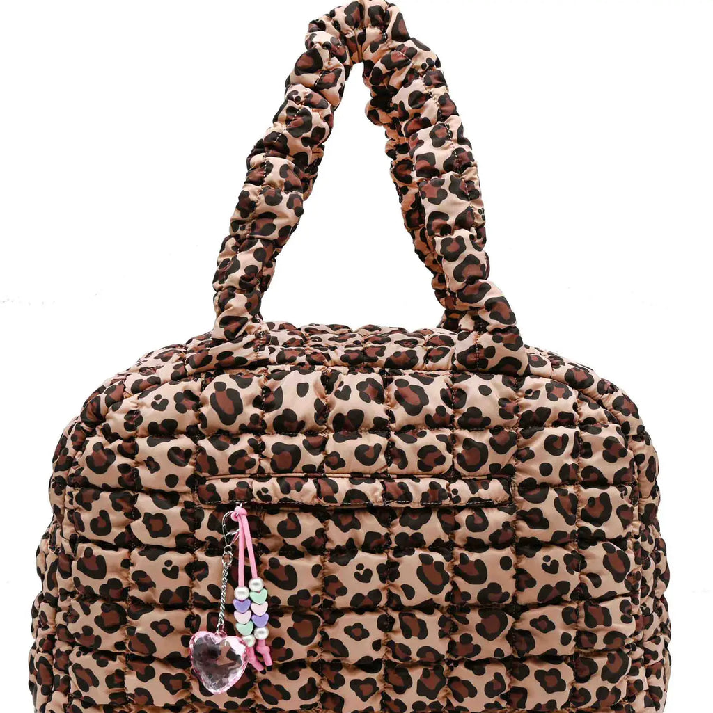 OMG ACESSORIES QUILTED SCRUNCH DUFFEL WITH CHARM
