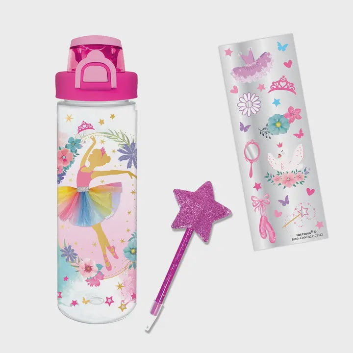 Pop-Open Water Bottle Writing Fun Ballerina Beauties