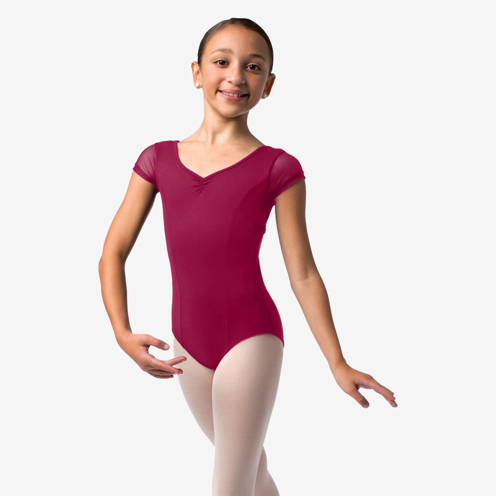 So Danca Nikita Child Mesh Cap Sleeve Leotard with Keyhole Back