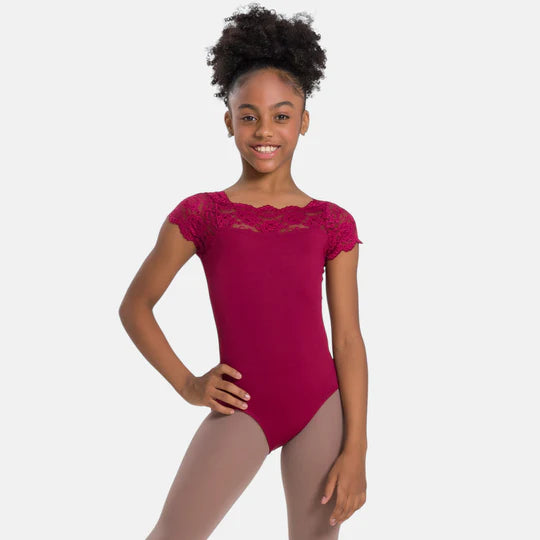 SL17 Tilly Child Cap Sleeve Leotard with Lace