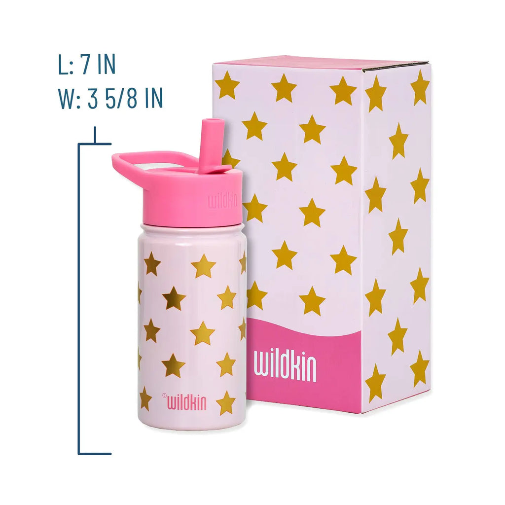 Pink and Gold Stars 14oz Steel Bottle